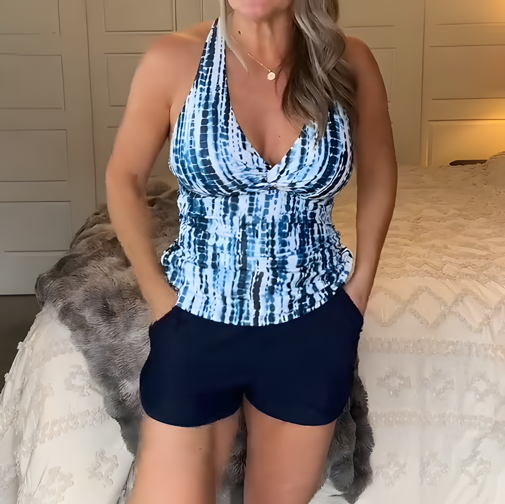 Crisscross  Tie-Dye Tankini