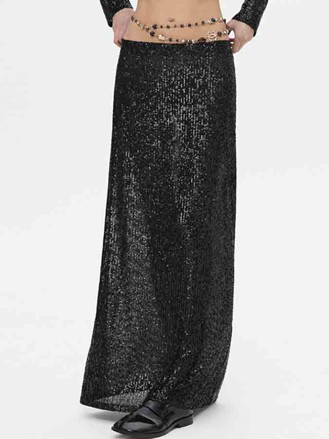 Sequin Stunning Long Sleeves Top and Skirt Sets