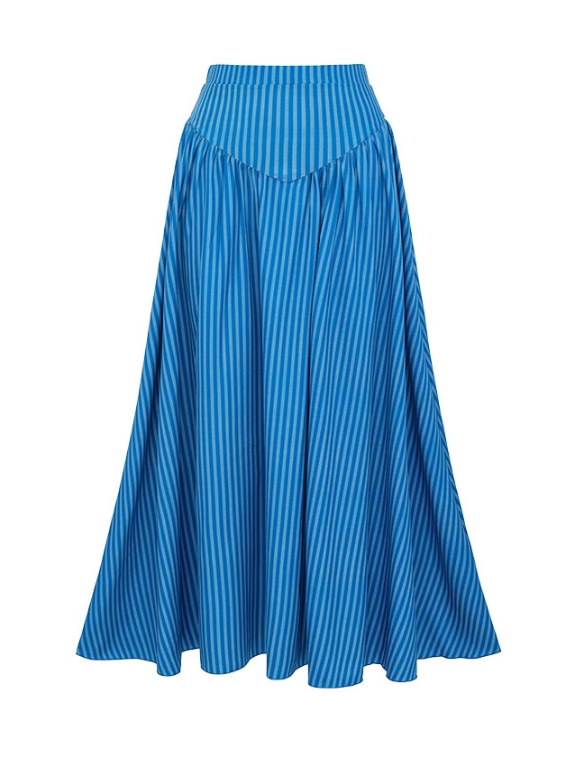 Retro Stripe Convertible Bandeau One-Piece with Matching Skirt