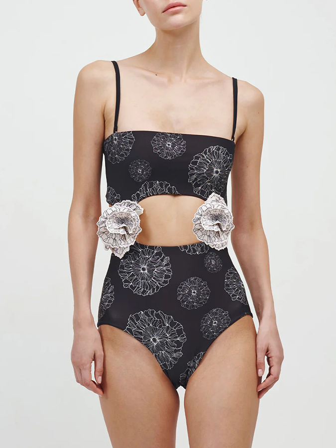 3D Flower One Piece Swimsuit and Sarong