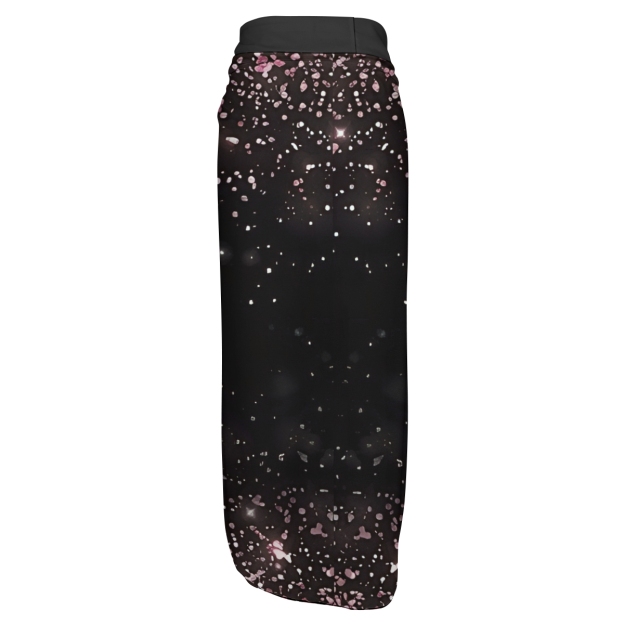 Galaxy Print Shoulder Tie One-Piece Swimsuit with Matching Wrap Skirt