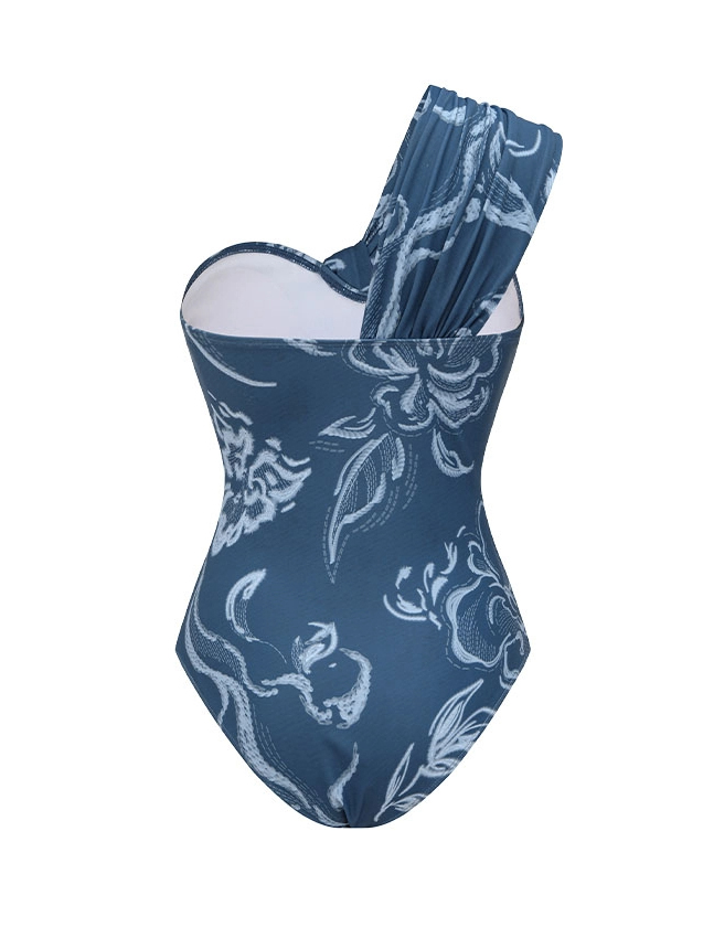 One Shoulder Printed Swimsuit Set