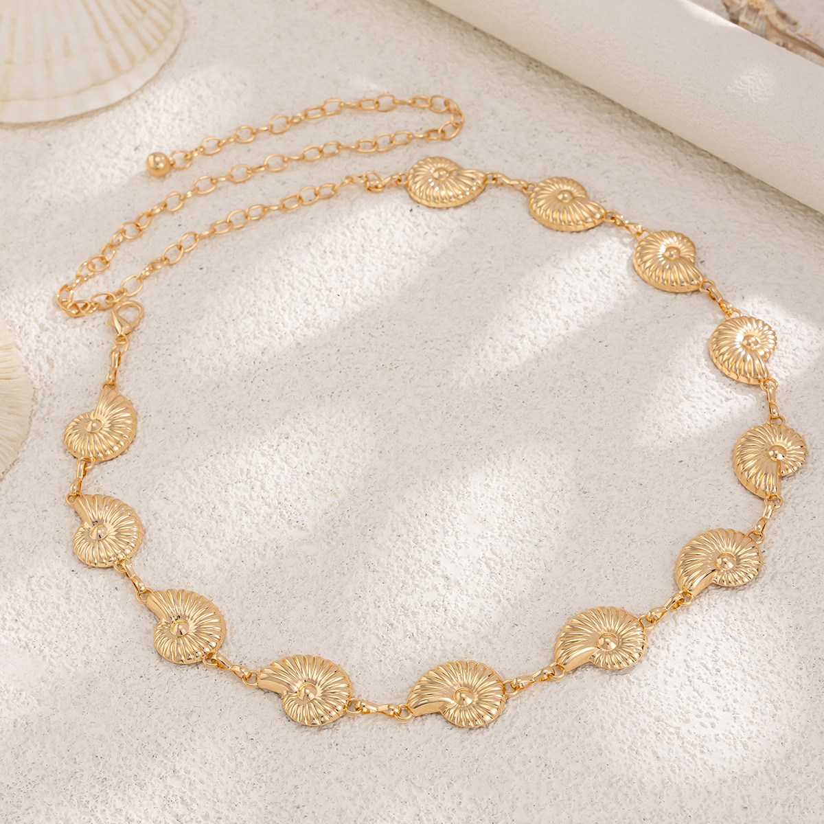 Ocean Style Gold Shell Link Waist Chain Summer Beach Jewelry for Women