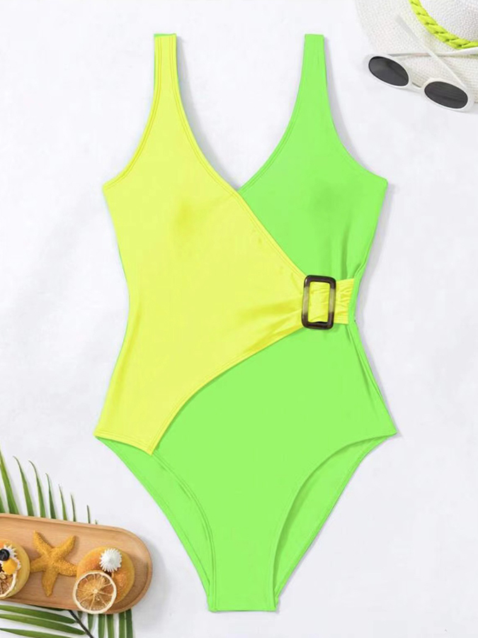 Color-block One Piece Swimsuit