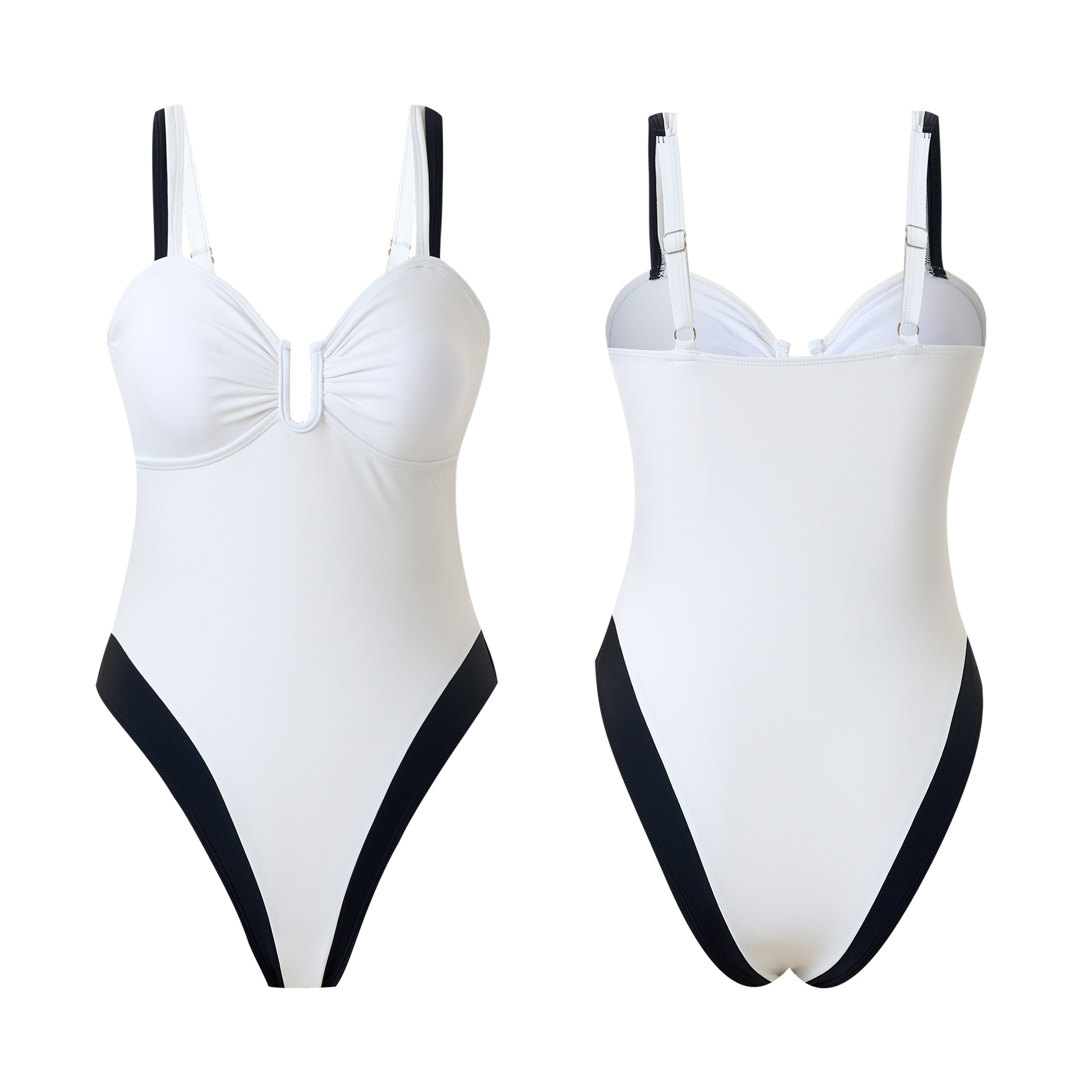 Women's Bestselling Sexy Black and White Color-Block One-Piece Swimsuit