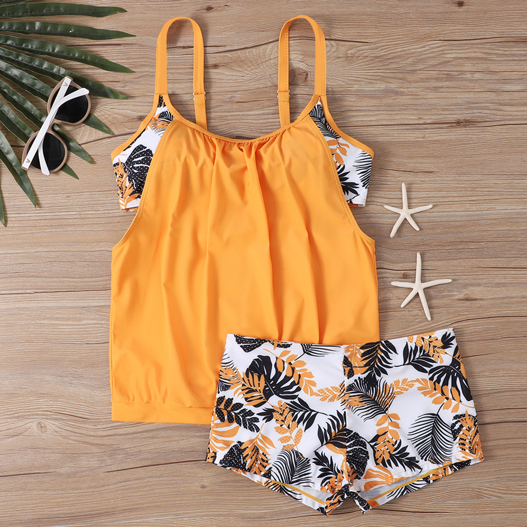 Women's New Plus Size Colorful Print Tankini 2-Piece Set