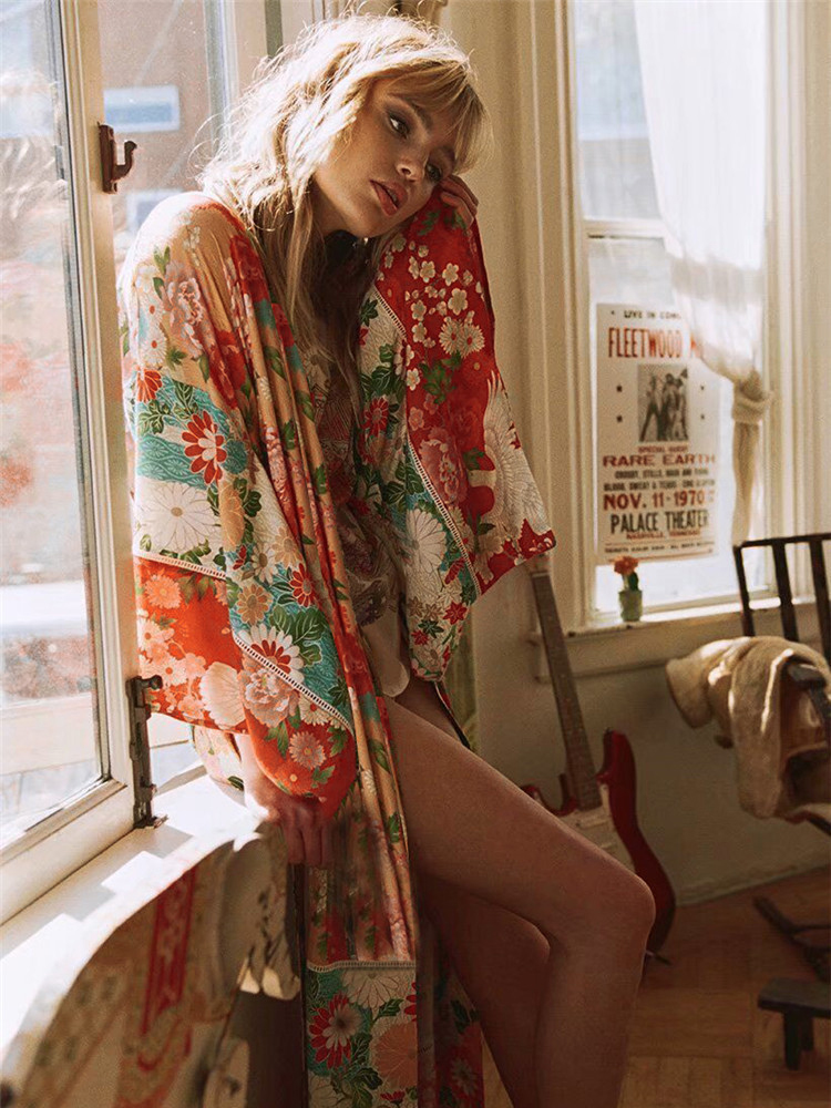 Chiffon Printed Cover Up Vacation Bikini Sunscreen Shirt