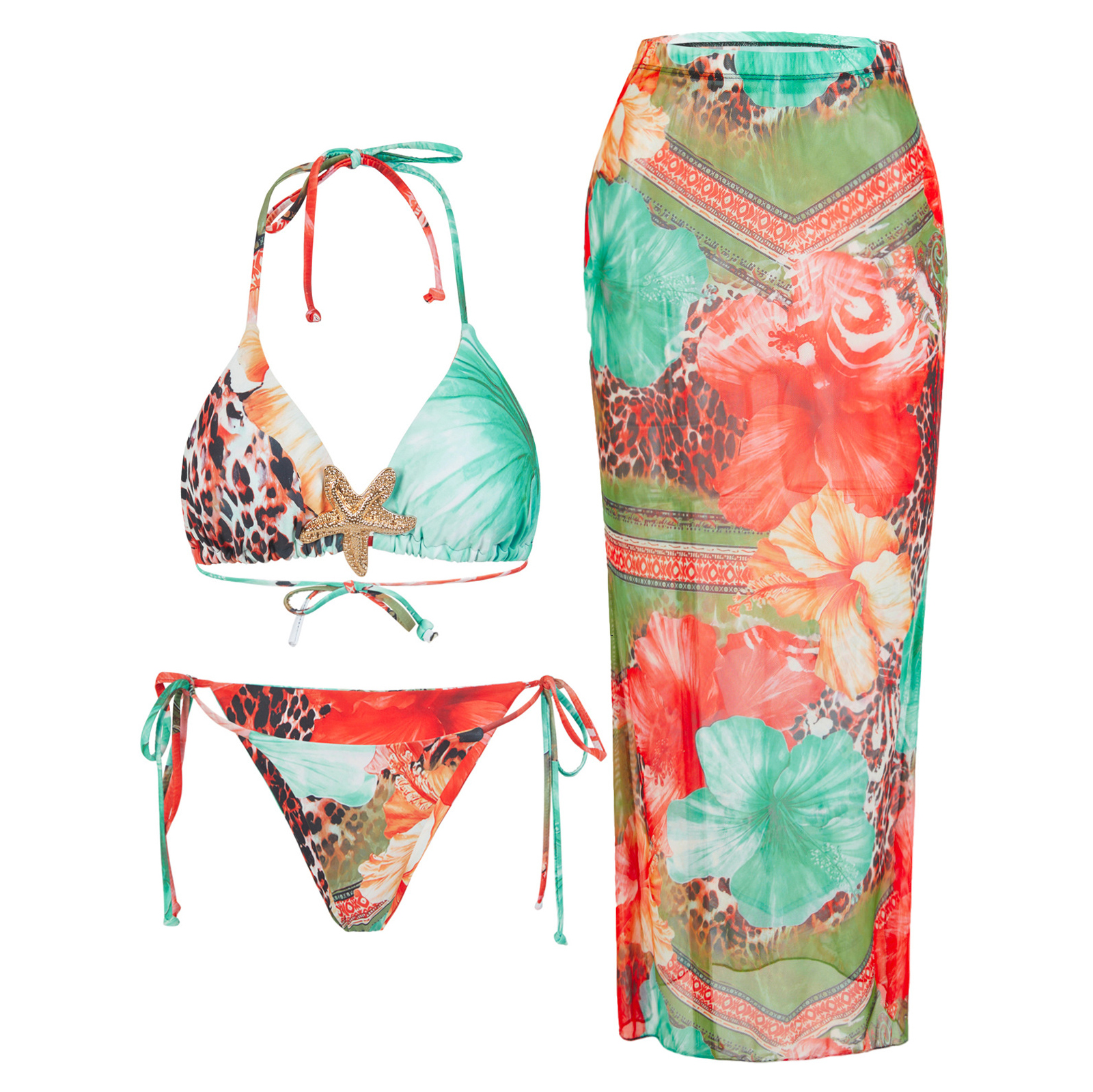 Women's Elegant Vintage Print One-Piece Swimsuit with Skirt