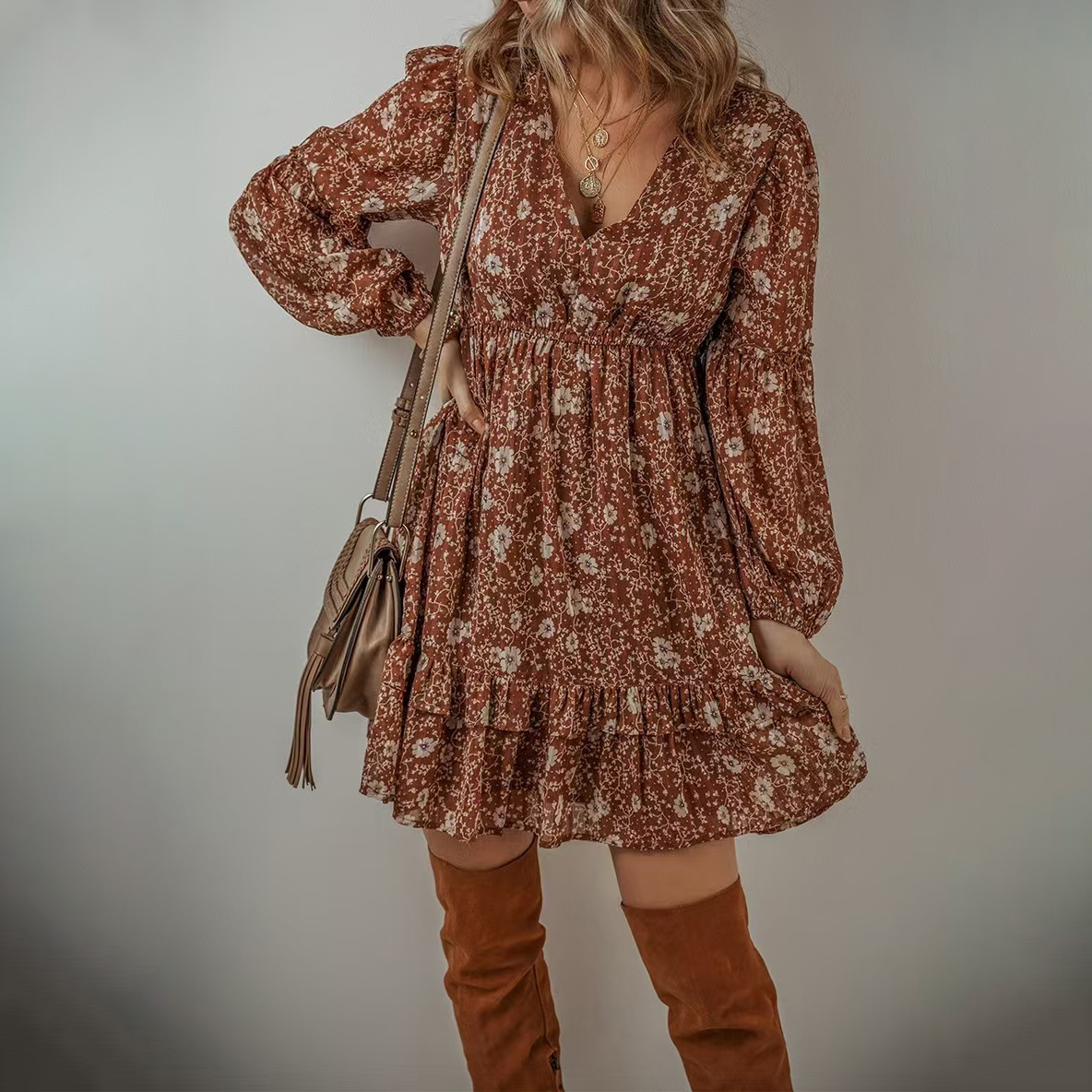 Floral Knee-Length Dress