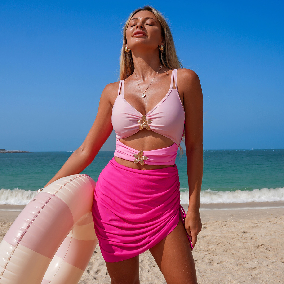 Sexy Color-Block One-Piece Swimsuit 