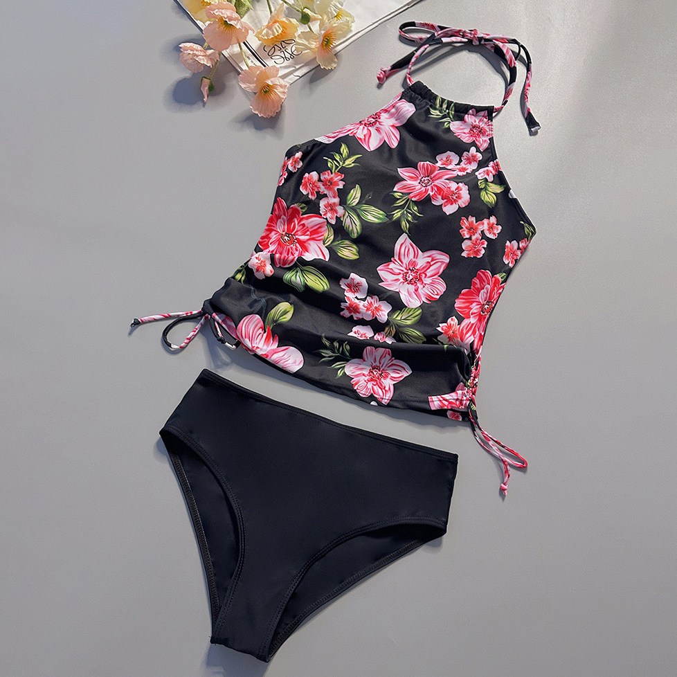 Tropical Print Tankini 2-Piece Set