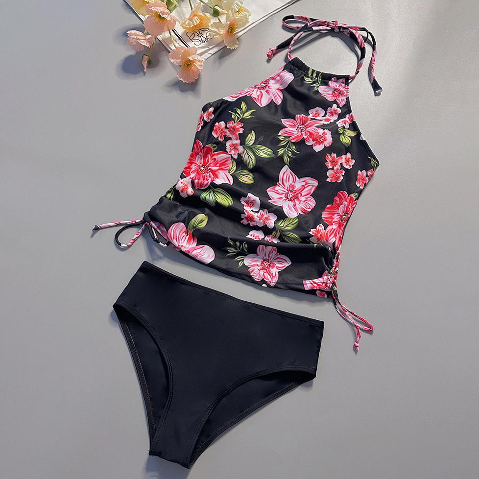Tropical Print Tankini 2-Piece Set