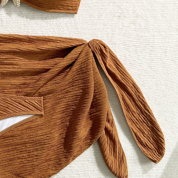 Three-piece Bikini Set with Starfish Accent and Wrap Skirt