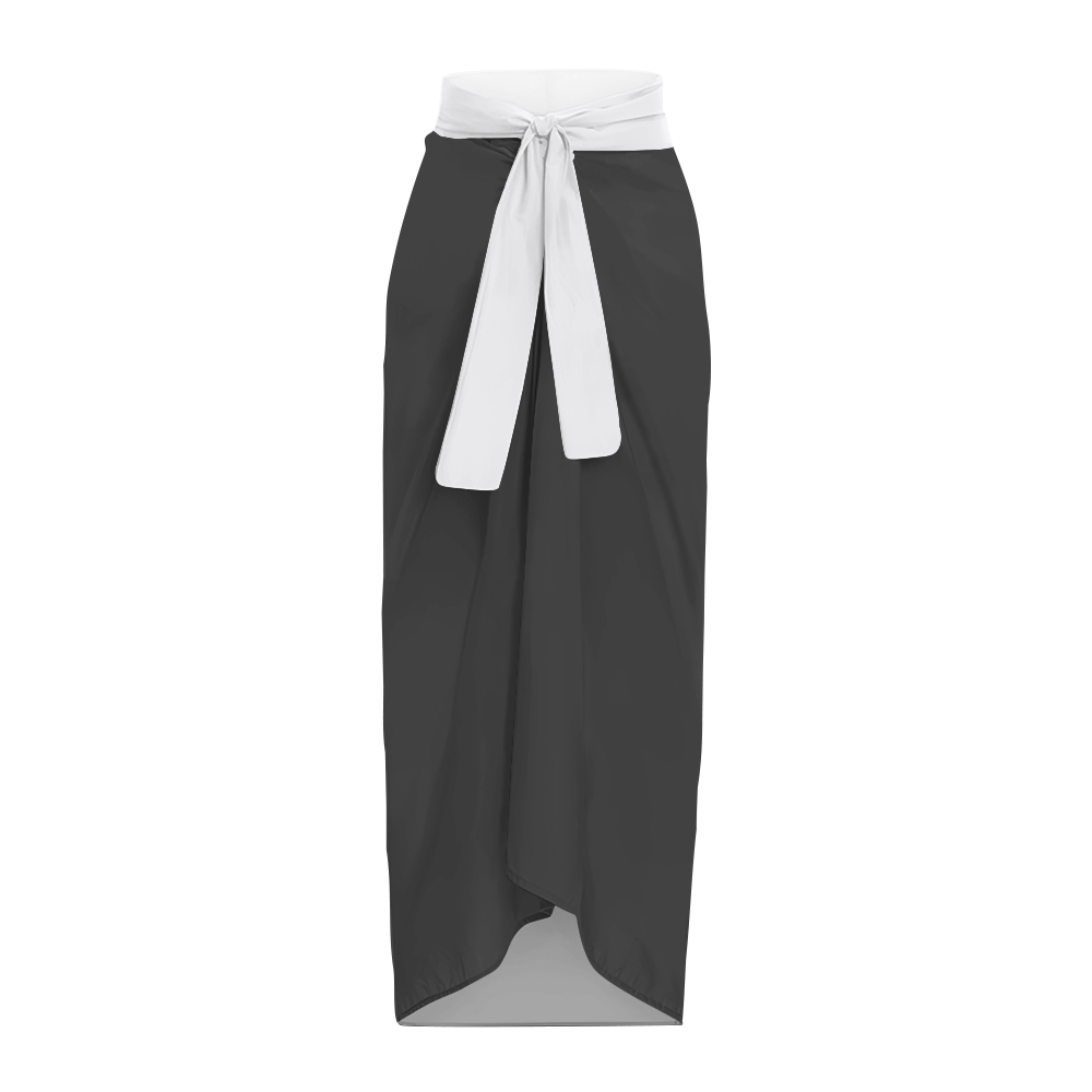 Women's Elegant Color-Block One-Piece Swimsuit with Ruffles and Skirt