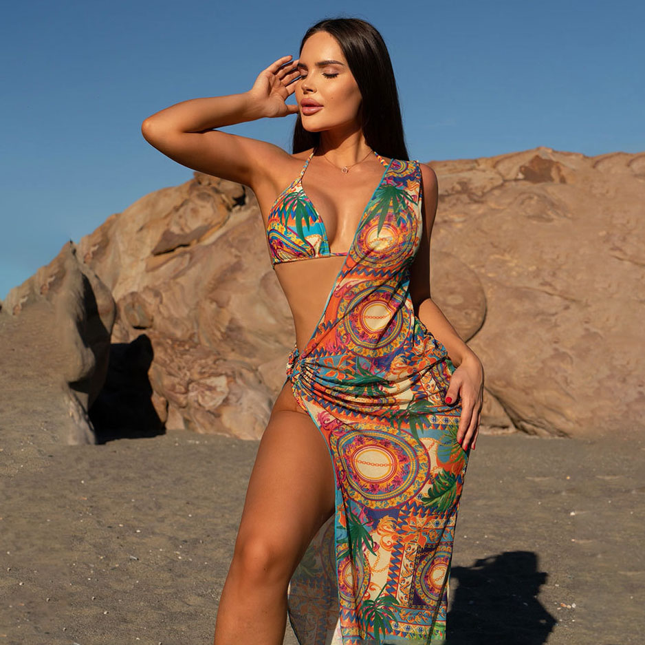 Women's Vintage Print Sexy Bikini 3-Piece Set