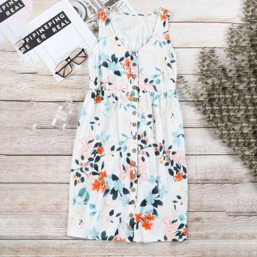 Sleeveless Floral Print Dress