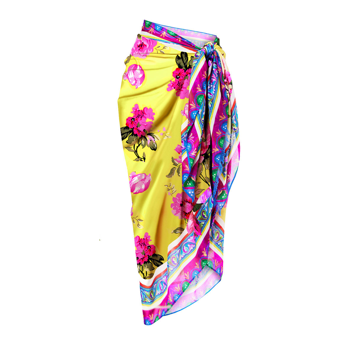 Women's Vintage Print One-Piece Swimsuit and Skirt