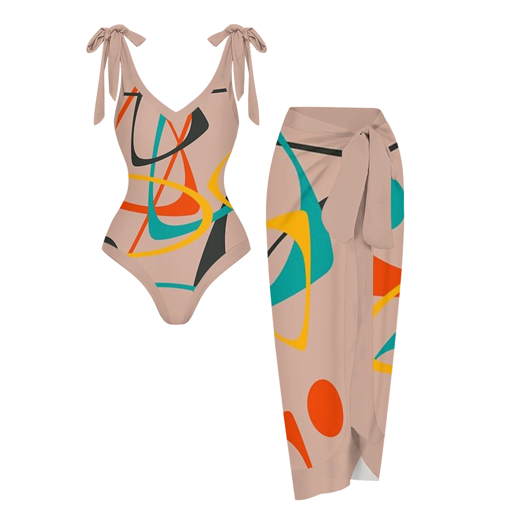 1950's Mid Century Abstract Design One Piece Swimsuits and Cover Ups