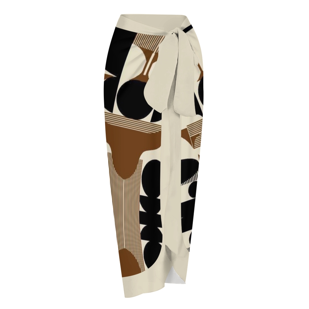 Women's Color-Block Geometric Print V-neck One Piece Swimsuit and Skirt