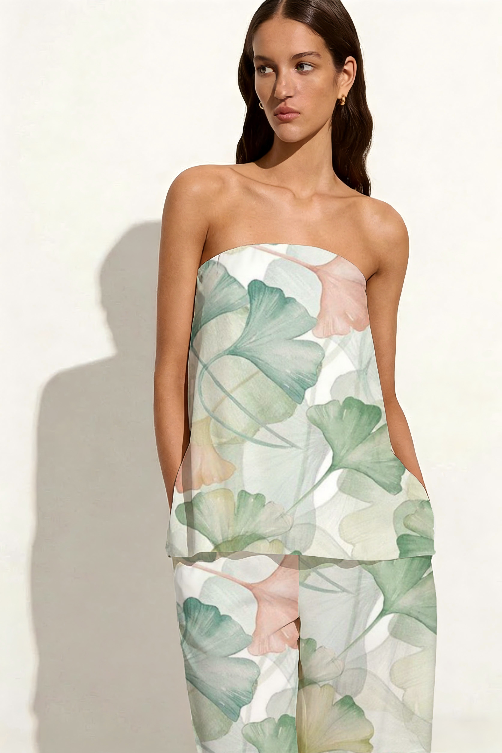 Soft Green Ginkgo Leaf Print Set