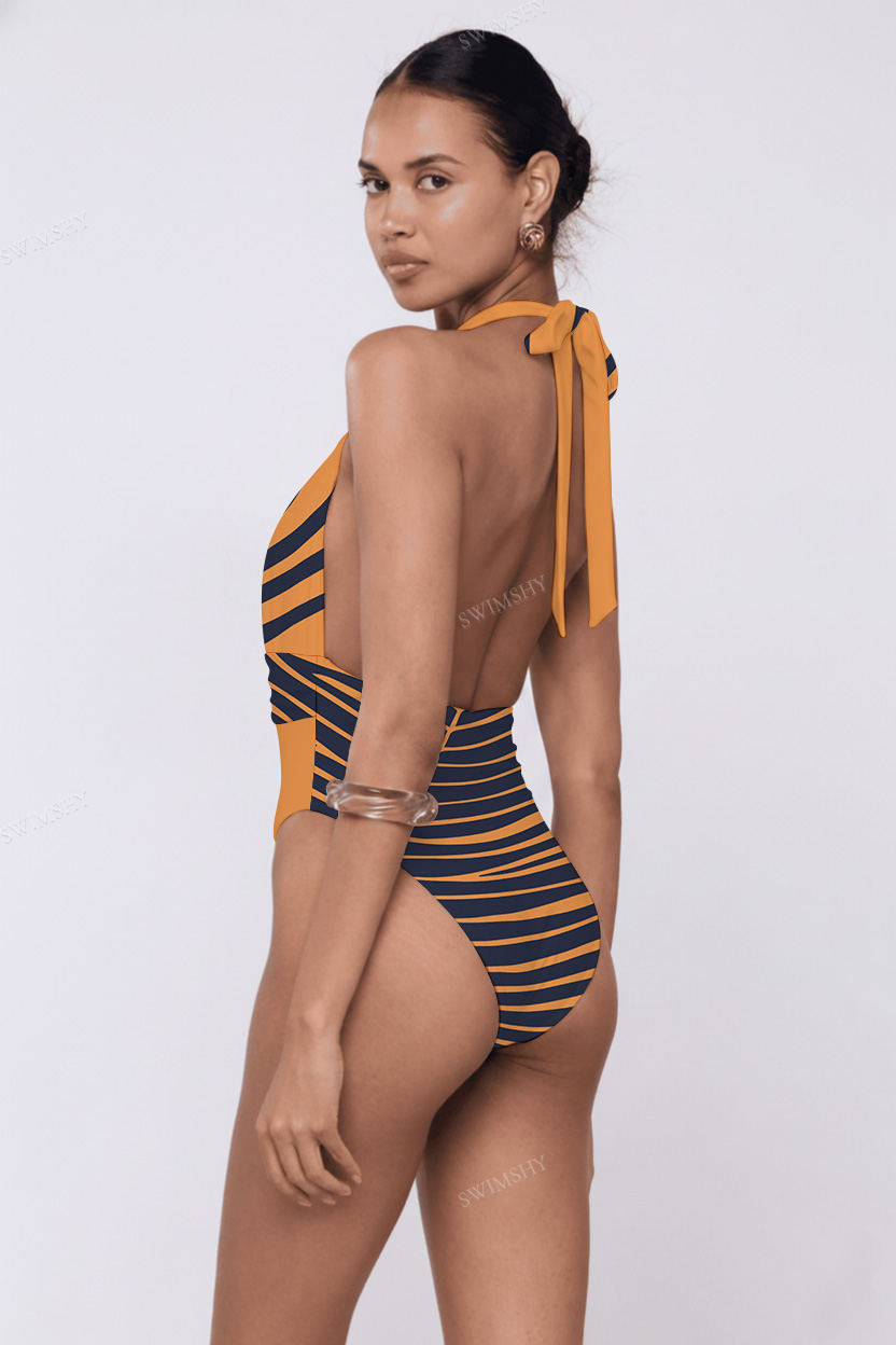 Sunset Stripes Halter One-Piece