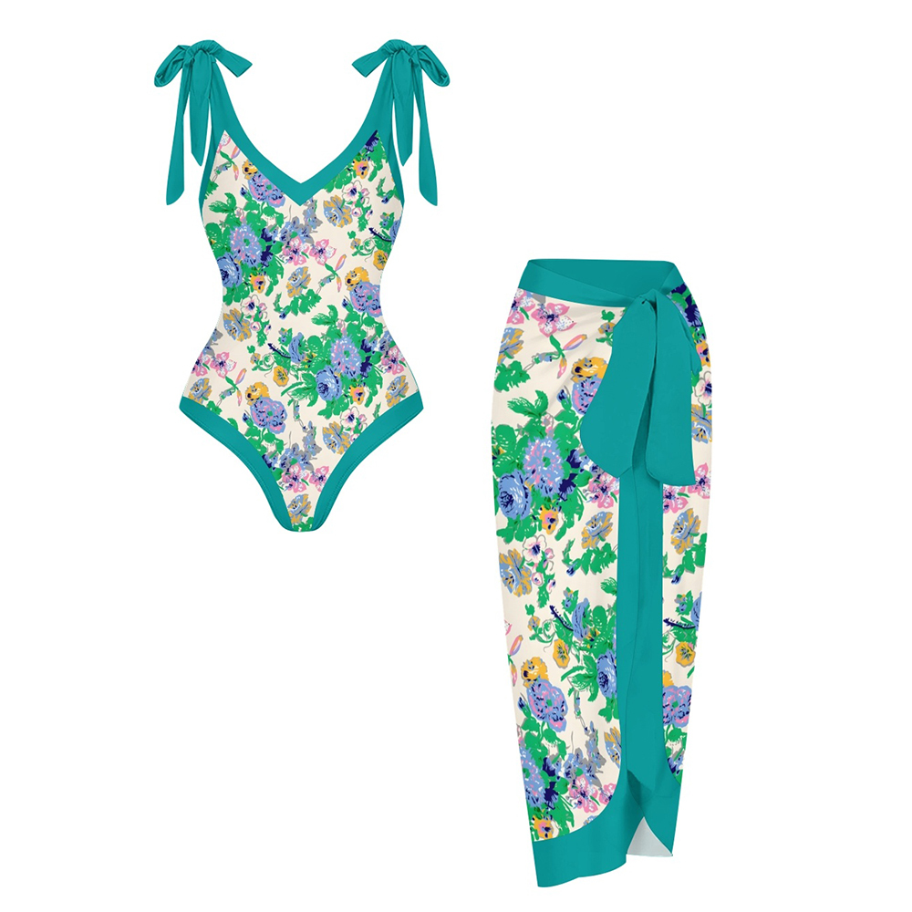 Women's One Piece Swimsuit Set for Women Colorful Floral