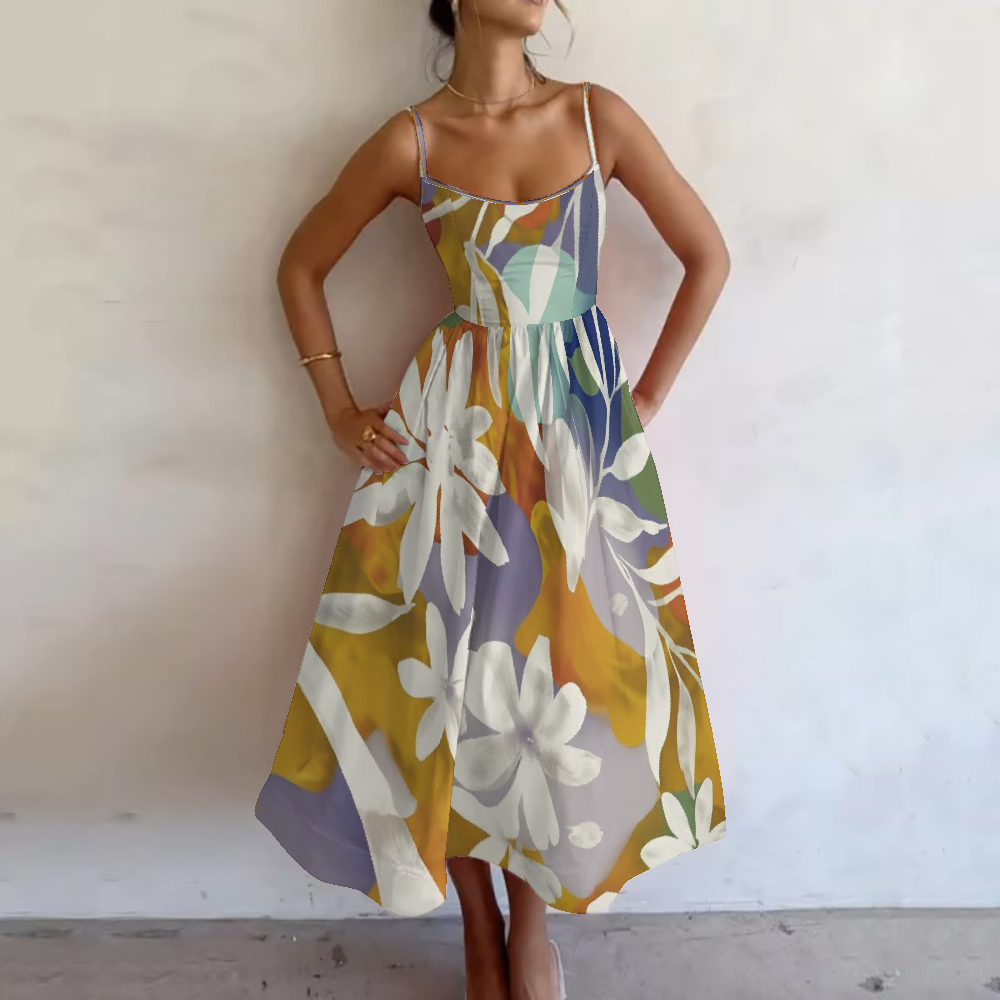 Women's Sunset Floral Printed Slip Dress