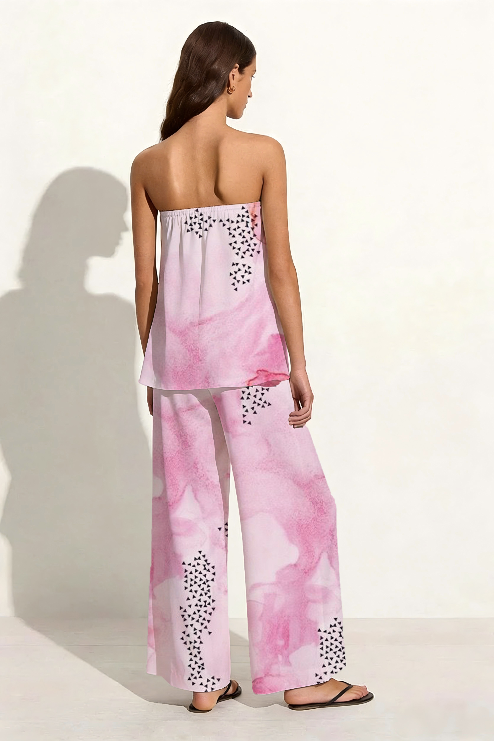 Pink Watercolor & Black Triangle Set