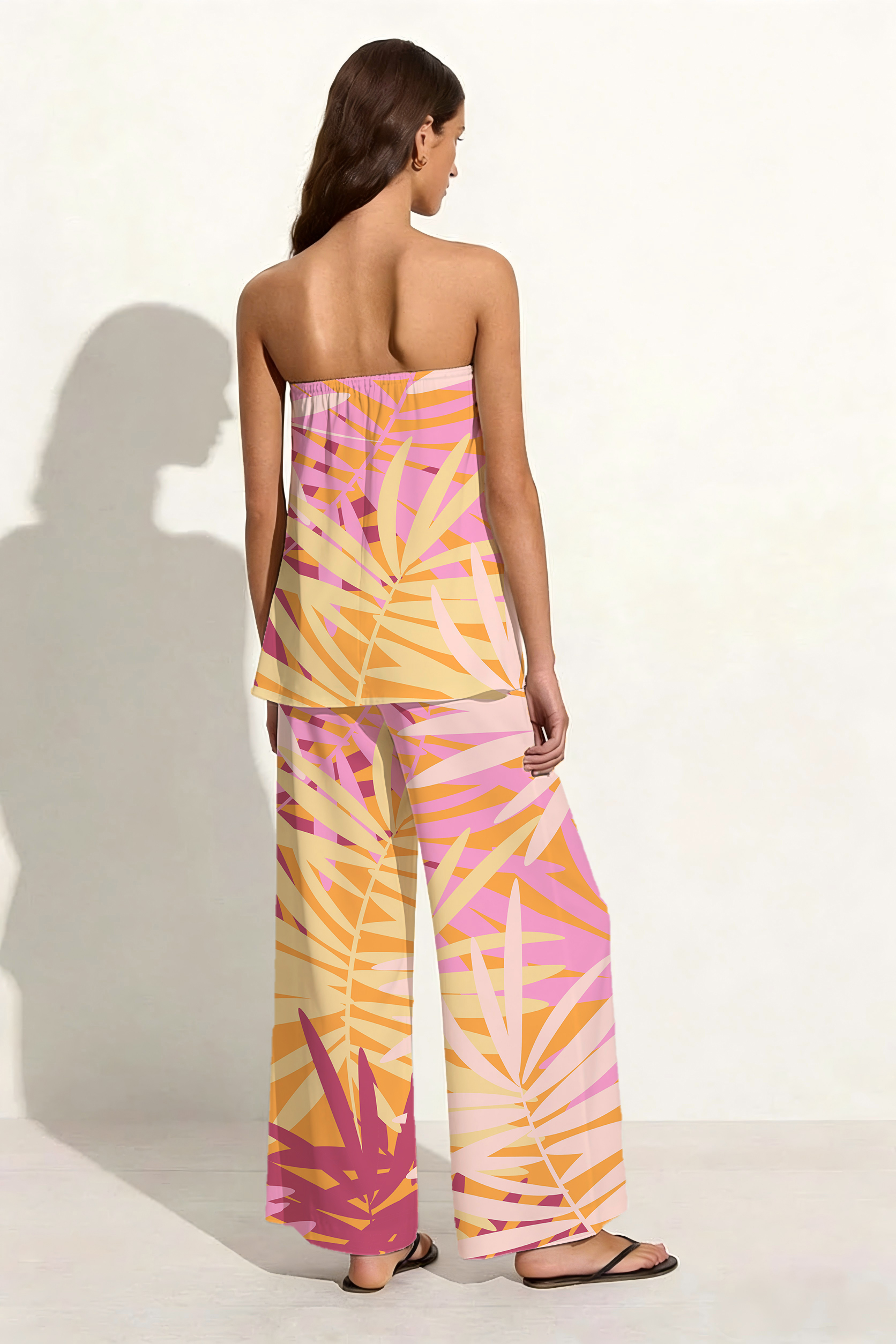  Pink & Orange Tropical Palm Leaf Set