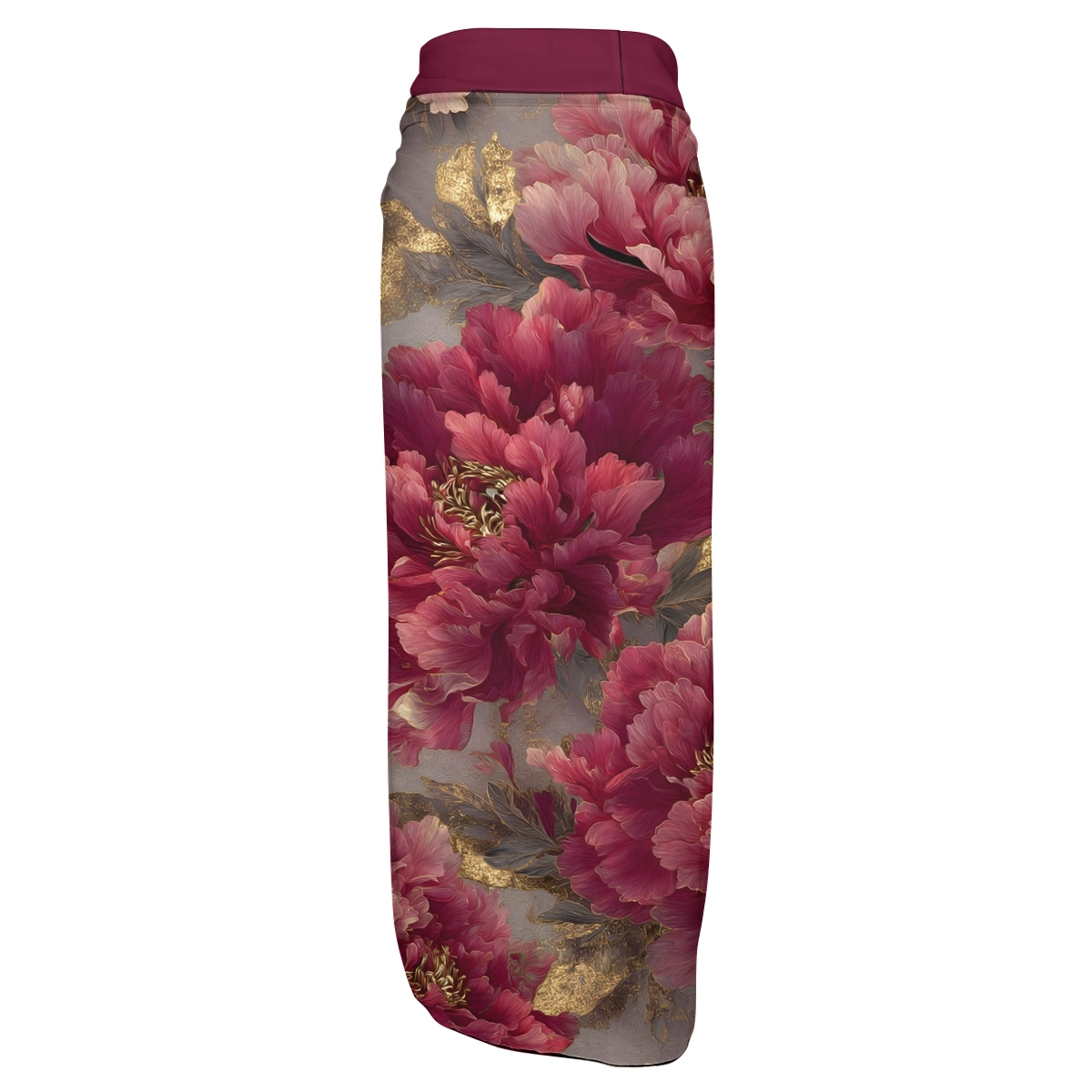 Vintage Peony Print Bikini Top High Waist Bottom and Wrap Skirt Three Piece Set