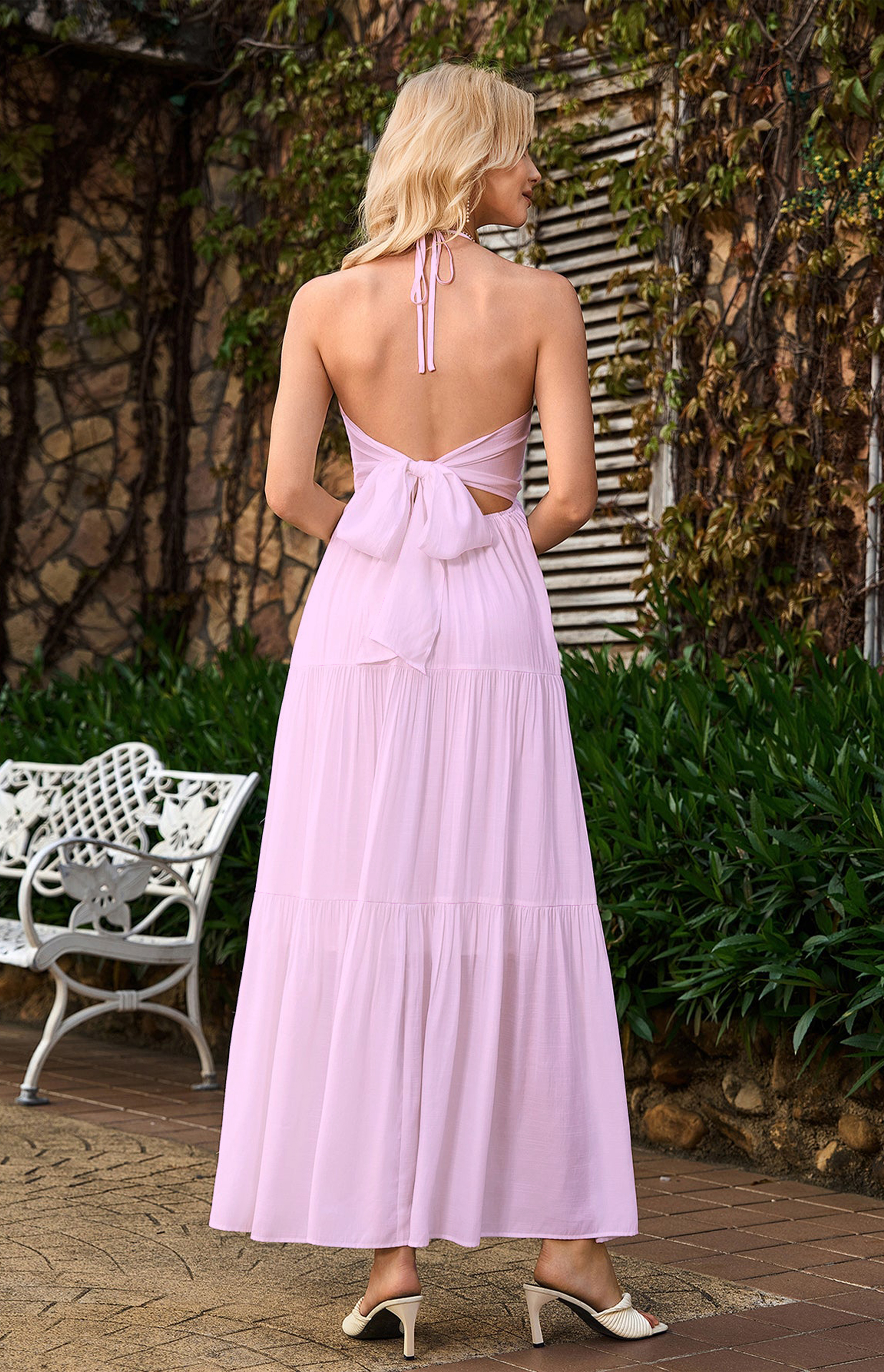 Pink Halter Maxi Dress