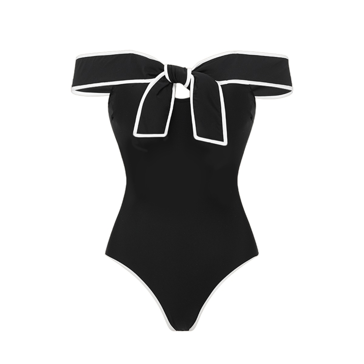 Black & White One-Piece Swimsuit Set
