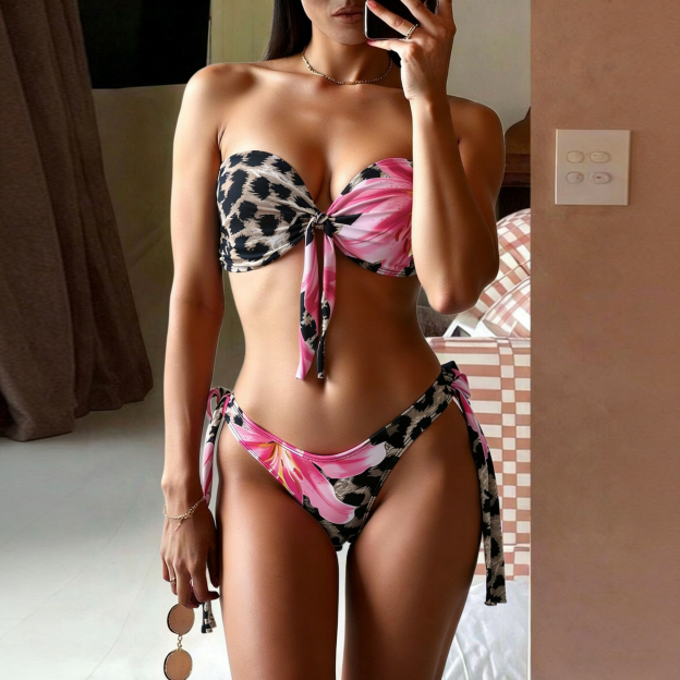 Sexy Printed Bandeau 2-Piece Bikini Set