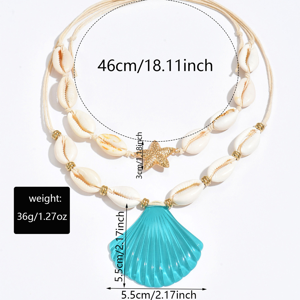 Ocean Style Green Shell Pendant Necklace Summer Beach Jewelry for Women