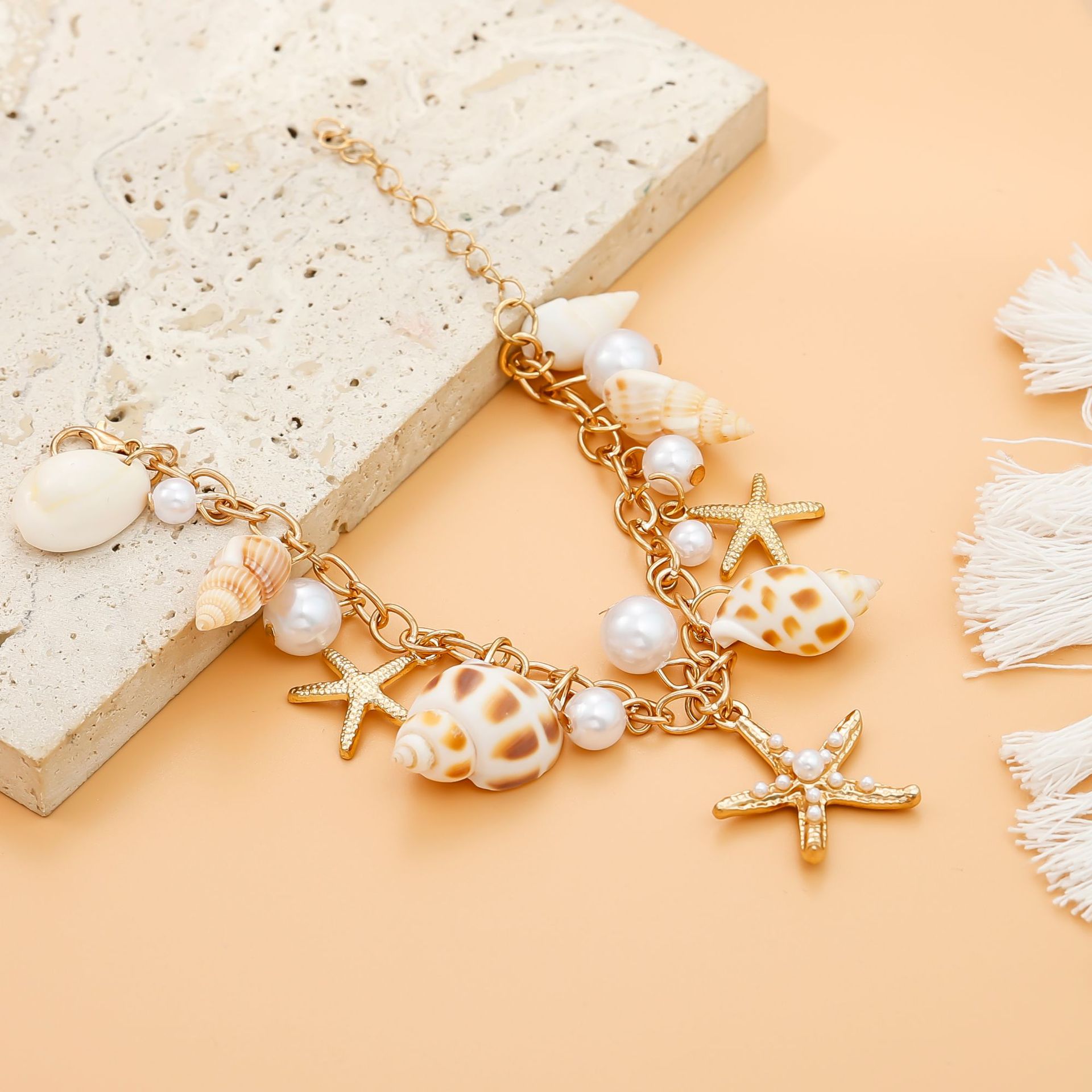 Ocean Style Shell Starfish Pearl Pendant Beach Jewelry