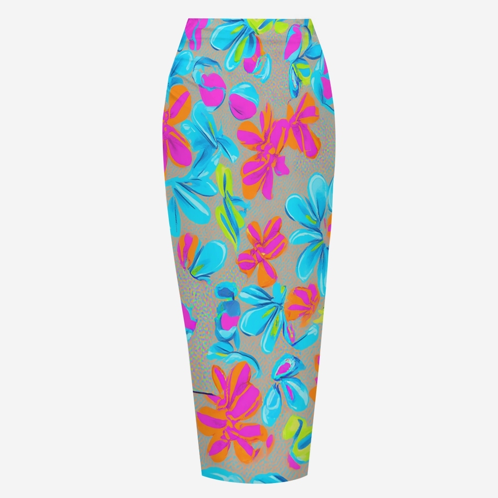 Bold Floral Ruffled One-Piece Swimsuit with Coordinating Sarong Skirt