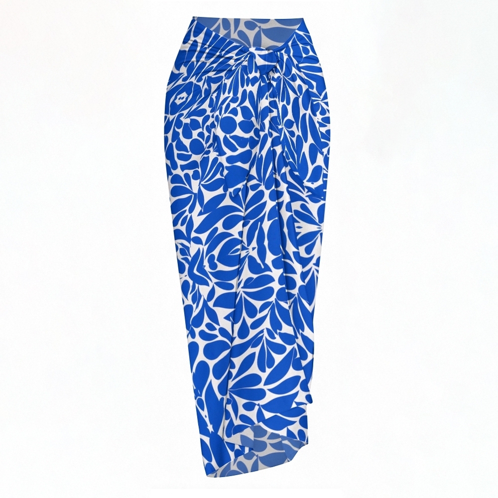 Floral Bow Bow-Tied One-Piece Swimsuit With Matching Sarong