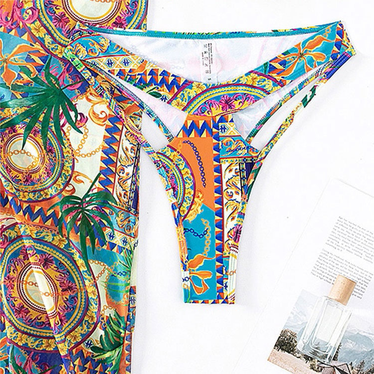 Women's Vintage Print Sexy Bikini 3-Piece Set