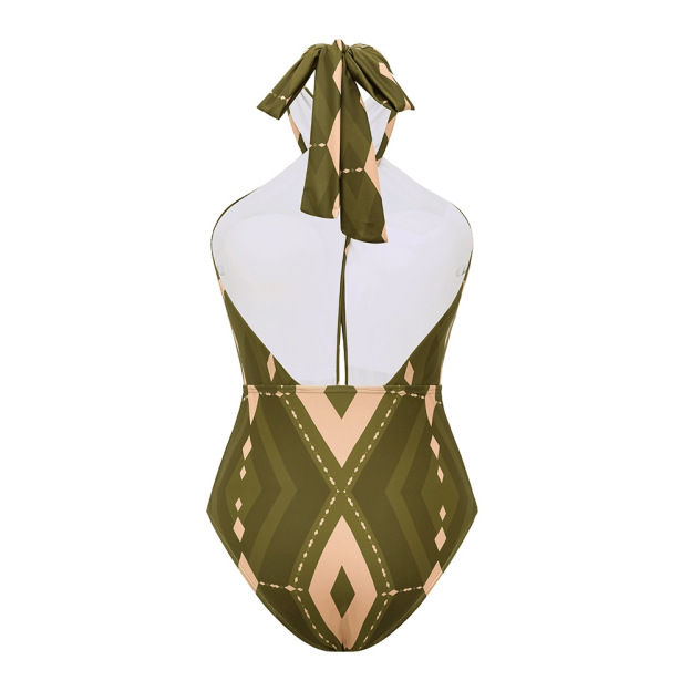 Vintage Bohemian Print One Piece Swimsuit Set