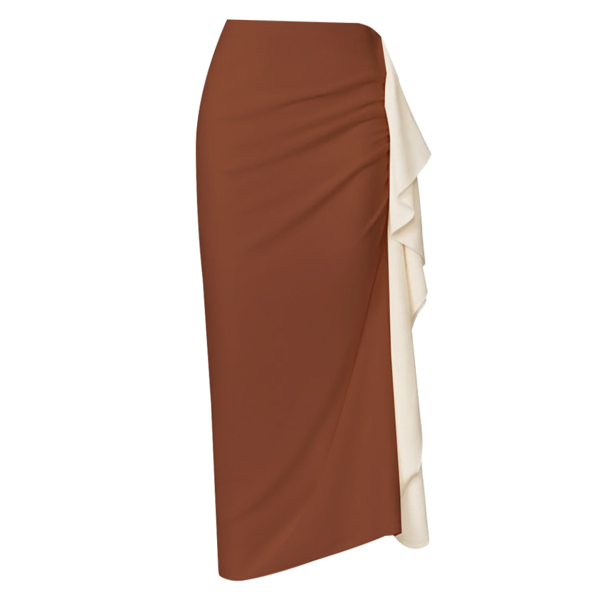 Chocolate Color Two Tone Bikini Swimsuit Set