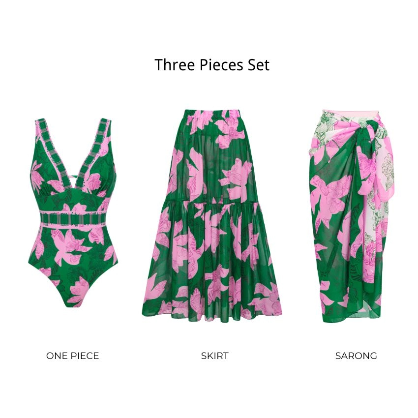 V Neck Printed Swimsuit Set(s)
