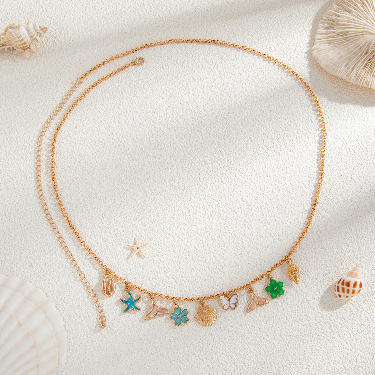Colorful Ocean Style Waist Chain Starfish Flower Butterfly Pendant Summer Beach Jewelry for Women