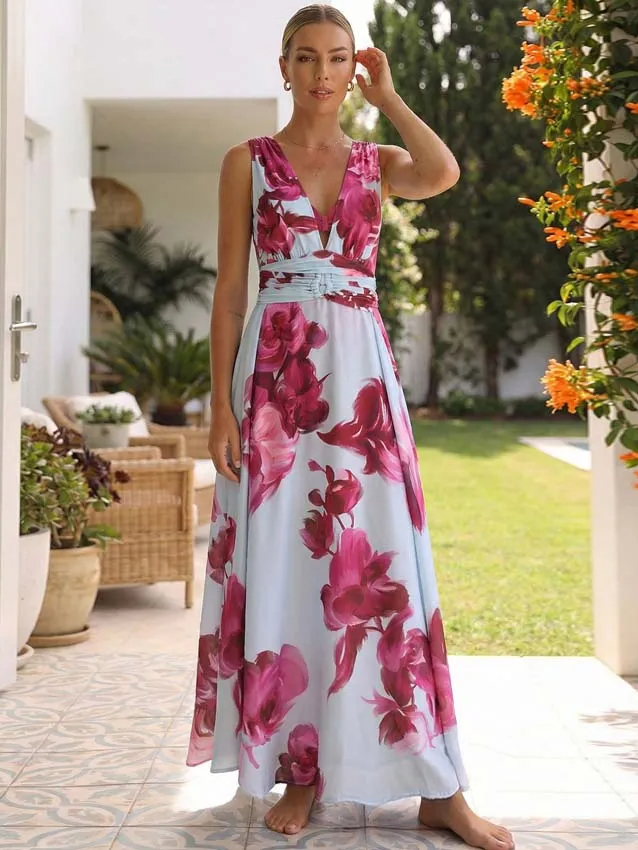 Abstract Floral Printed Two-piece Swimsuit and Skirt