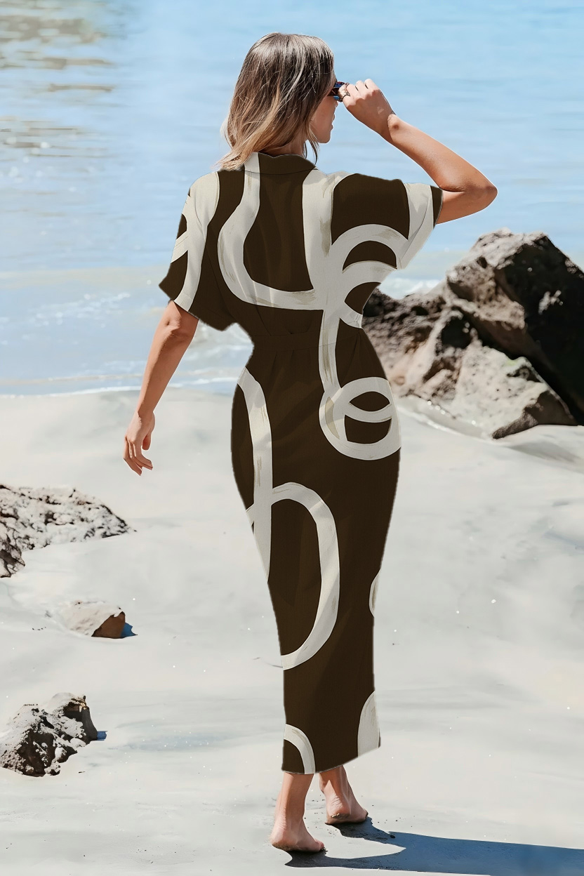 Sunset Palm Frond Maxi Dress