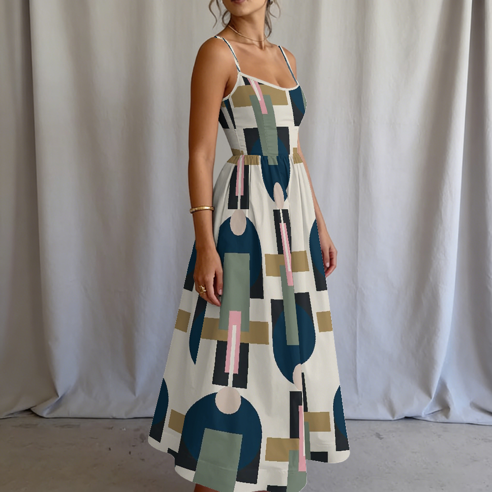 Women's Geometric Mosaic Printed Slip Dress