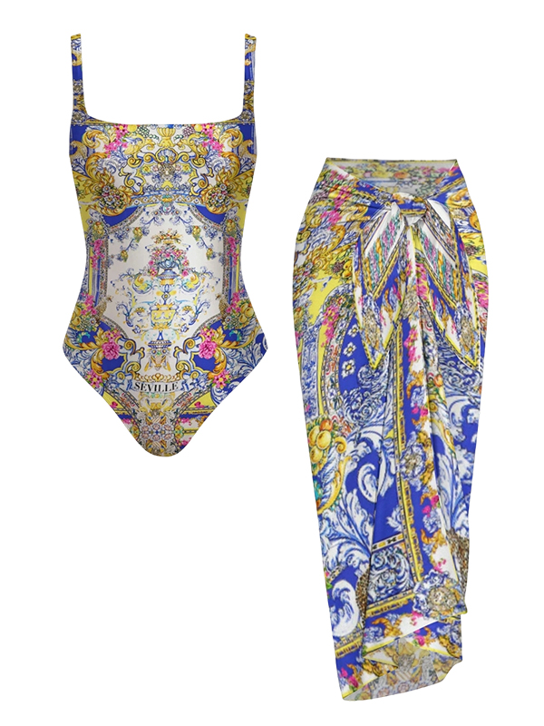 España Nirvana Swimsuit with Back Mesh Knot and Skirt