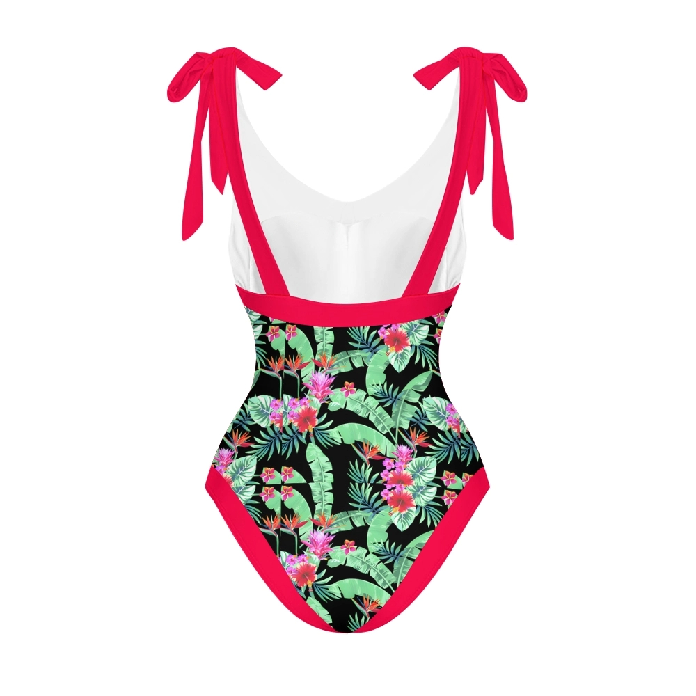 Women's Tropical Floral One Piece Swimsuit Set