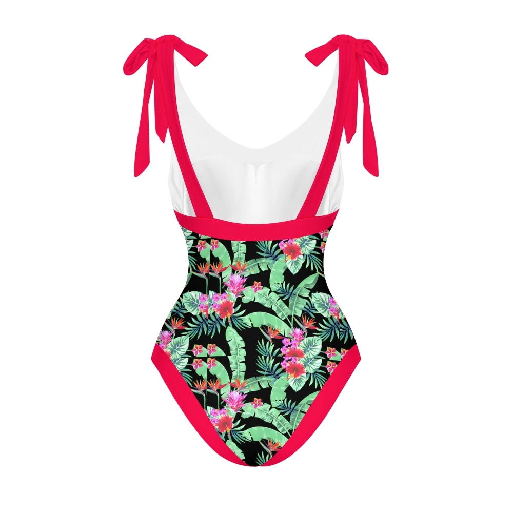 Women's Tropical Floral One Piece Swimsuit Set