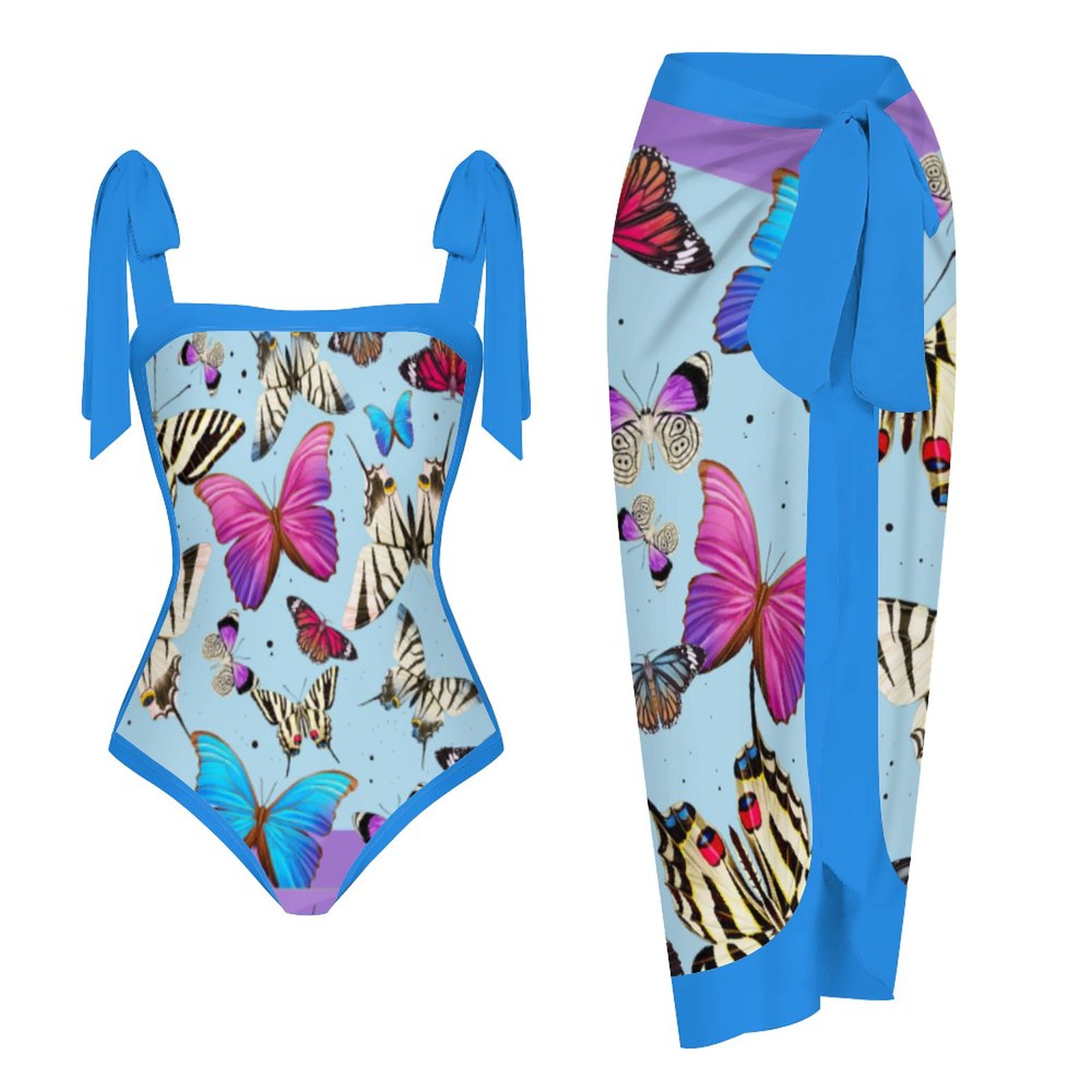 Butterfly Printed One Piece Swimsuit And Cover Up