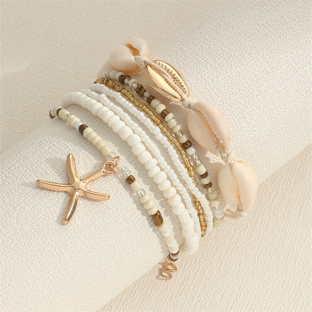 Bohemian Shell Bracelet 7-Piece Set Multi-Layer Ocean Style Jewelry for Women